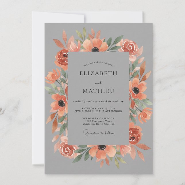 Invitation Mariage Terracotta Floral Brushstroke (Devant)