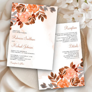 Invitation Mariage Terracotta Floral Rustique Champêtre Tout