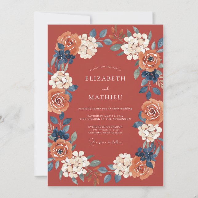 Invitation Mariage Terracotta Harmonieux Automnal (Devant)