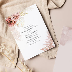 Invitation Mariage Terracotta Herbe des Pampas Florale Script