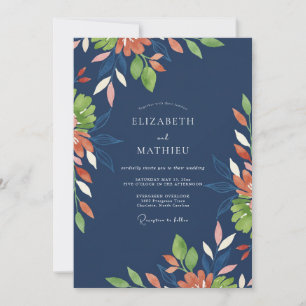 Invitation Mariage Terracotta Indigo Feuillu