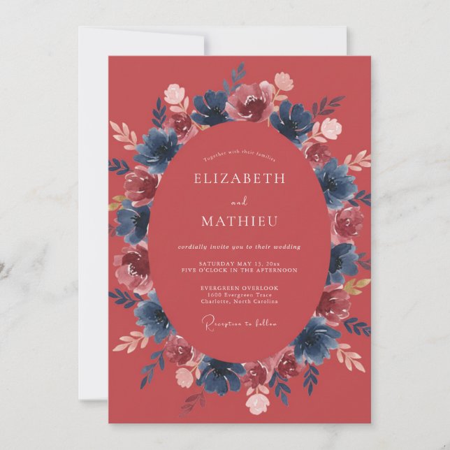 Invitation Mariage Terracotta Midnight Bloom (Devant)