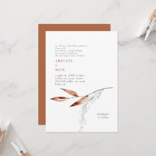 Invitation Mariage Terracotta Moderne Feuillage Deux Parents