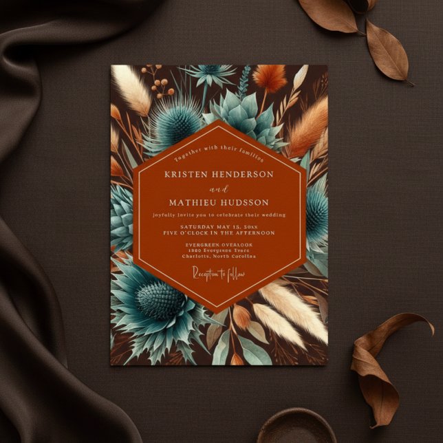 Invitation Mariage Terracotta Moody Bloom (Créateur téléchargé)