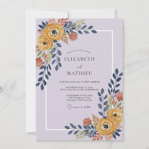 Invitation Mariage Terracotta Moutarde Lilas Feuillu