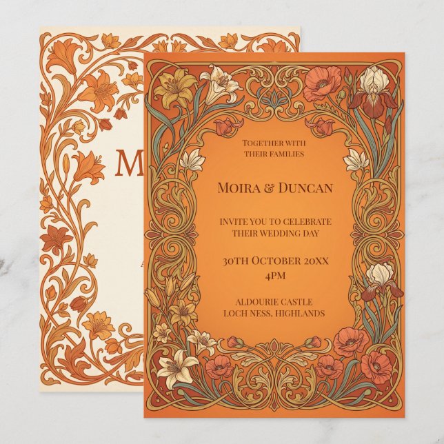 Invitation Mariage Terracotta Paisley (Devant / Derrière)