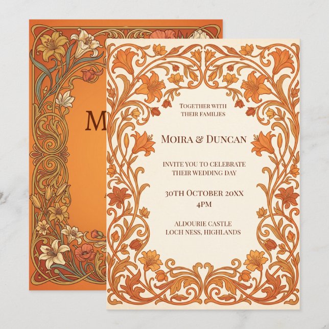 Invitation Mariage Terracotta Paisley (Devant / Derrière)