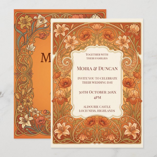 Invitation Mariage Terracotta Paisley (Devant / Derrière)