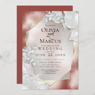 Invitation MARIAGE   Terracotta Pearl Shimmer