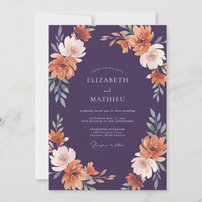 Invitation Mariage Terracotta Peint aux Prunes (Devant)