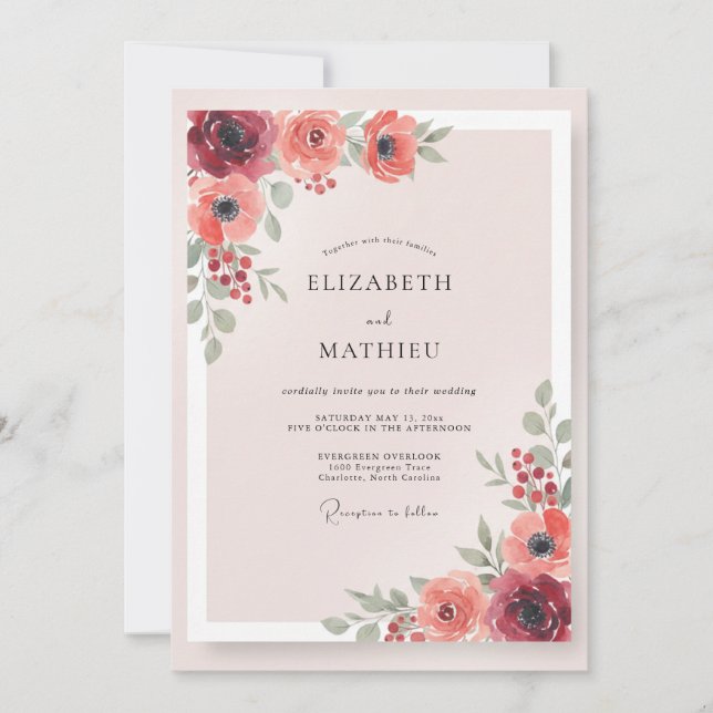 Invitation Mariage Terracotta Peint de Bourgogne (Devant)
