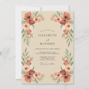 Invitation Mariage Terracotta Poppy Champagne