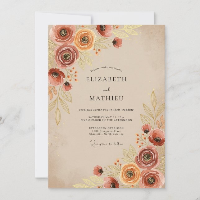 Invitation Mariage Terracotta Terreux de Récolte (Devant)