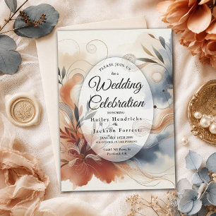 Invitation Mariage Terracotta Twilight et Fleurs de Nuit