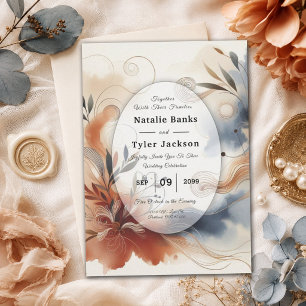 Invitation Mariage Terracotta Twilight et Fleurs de Nuit