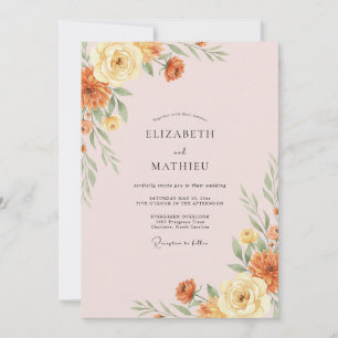 Invitation Mariage Terre Cuite Dorée Pivoine