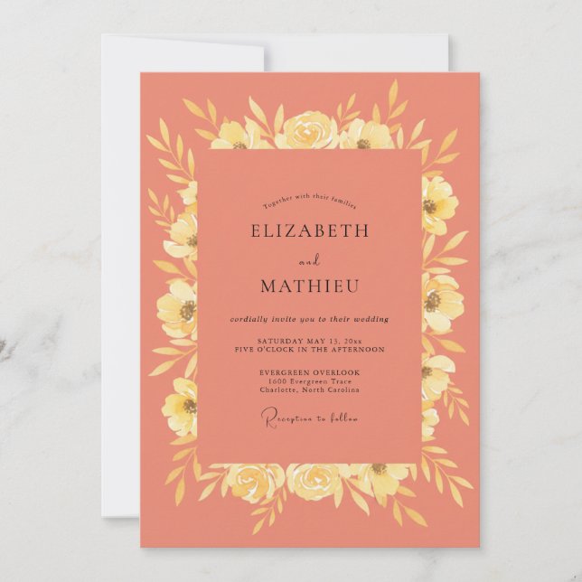 Invitation Mariage Terre Cuite Fleur de Miel (Devant)