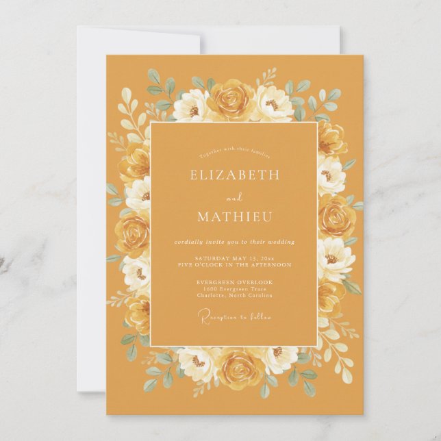 Invitation Mariage Terreux Automnal Moutarde (Devant)