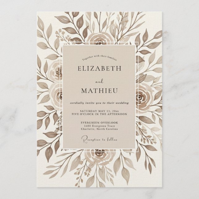 Invitation Mariage Terreux Fleurs (Devant)