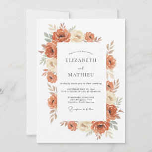 Invitation Mariage Terreux Rustique Orange Brûlé