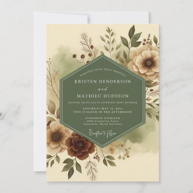 Invitation Mariage Terreux Sage (Devant)