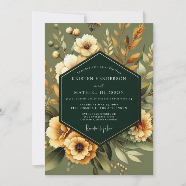 Invitation Mariage Terreux Sauge Souci (Devant)
