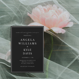 Invitation Mariage texte noir et blanc moderne sans parents