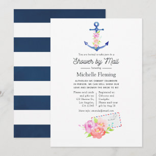 Invitation Mariage Thème Aquarelle Nautique par Courrier
