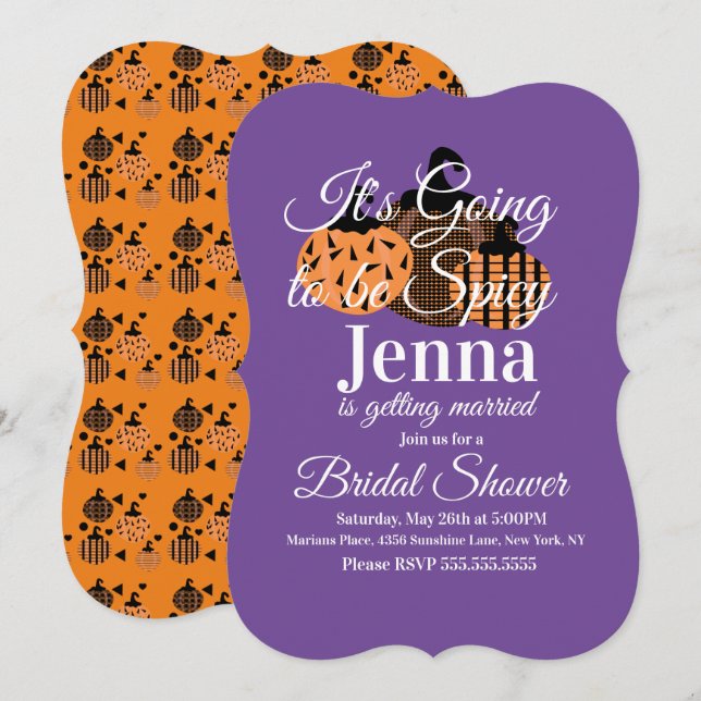 Invitation Mariage Thème Citrouille Halloween (Devant / Derrière)