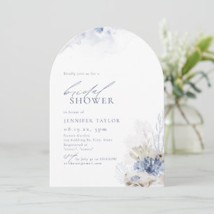 Invitation Mariage thème corail bleu et coquillages de plage