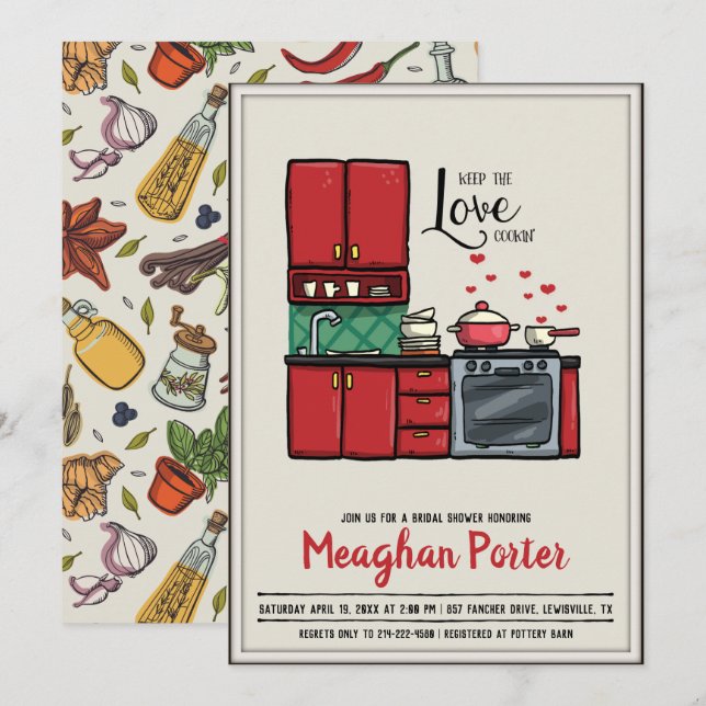 Invitation Mariage Thème Cuisine pour la Mariée (Devant / Derrière)