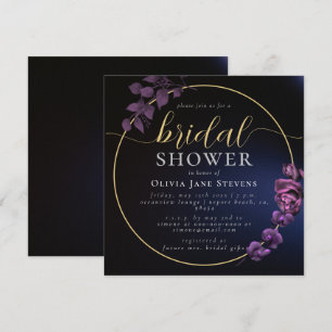 Invitation Mariage Thème Fleurs Violettes Foncé Noir Humeur
