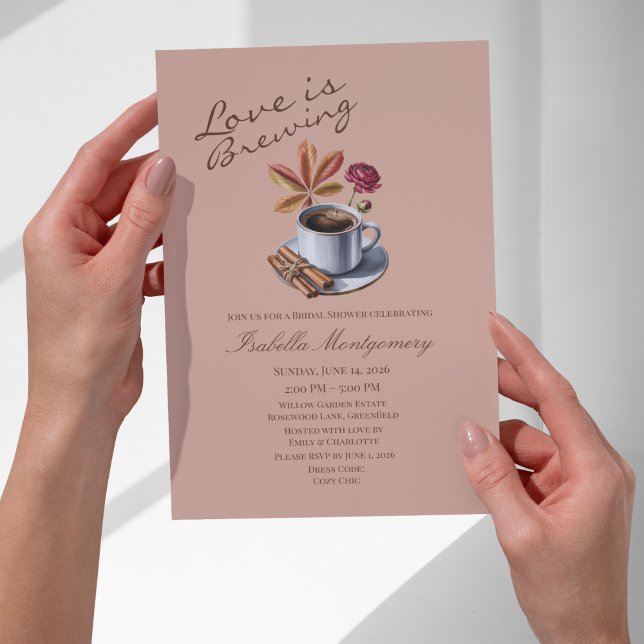 Invitation Mariage Thème Love Is Brewing Café Automnal (Love Is Brewing Themed Fall Coffee Bridal Shower Invitations
)