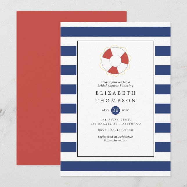 Invitation Mariage Thème Nautique (Devant / Derrière)