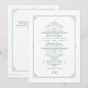 Invitation Mariage Thème Régence Vintage Enregistrer La Date