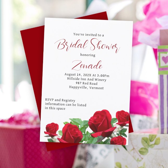 Invitation Mariage Thème Roses Rouges Réelles (Créateur téléchargé)