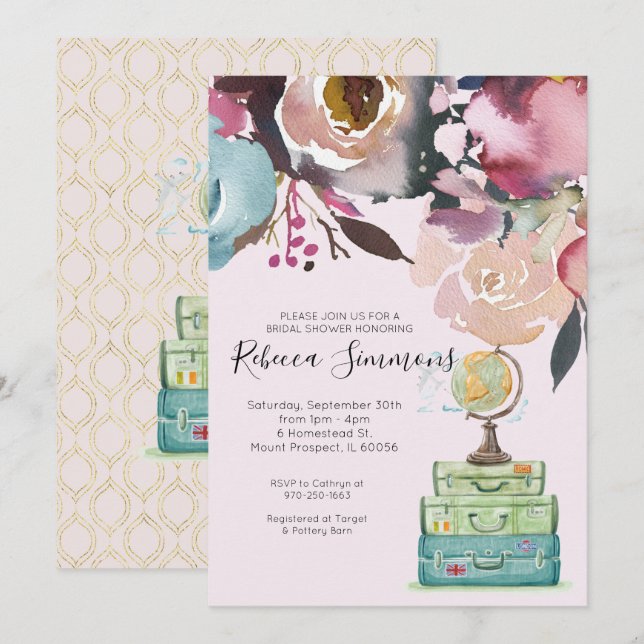 Invitation Mariage Thème Voyage (Devant / Derrière)