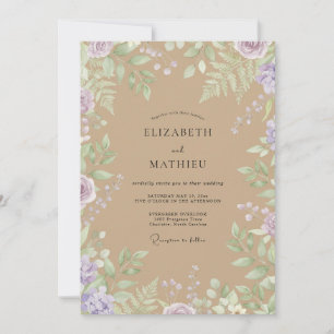 Invitation Mariage Tilleul et Lilas au Feuillage Doux d'Eucal