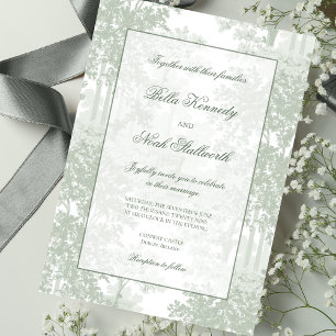 Invitation Mariage Toile de Paysage Vert Sauge Classique