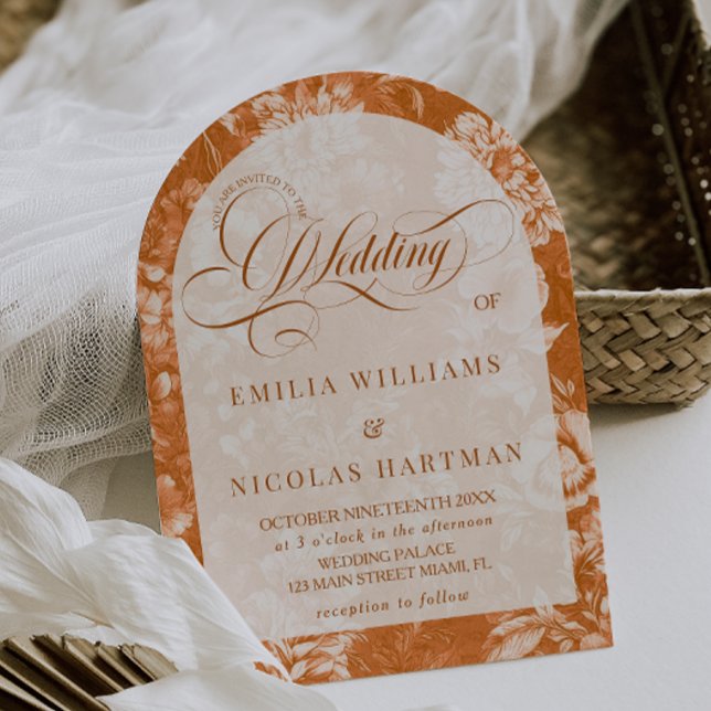 Invitation Mariage Toile Terracotta Rustique (Créateur téléchargé)