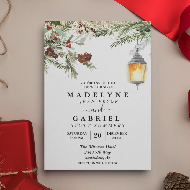 Invitation Mariage Tombeau de l'Hiver Élégant Pin  (Créateur téléchargé)