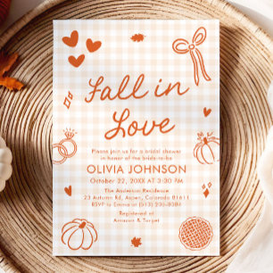 Invitation Mariage Tomber en Amour Dessiné à la Main Orange F