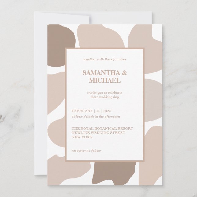 Invitation Mariage Tons Café Brun (Devant)