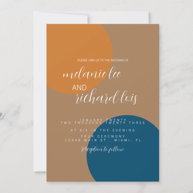 Invitation Mariage Tons Terre et Formes Navy  (Devant)