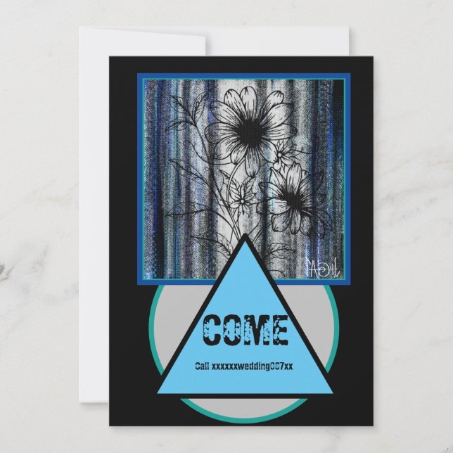 Invitation Mariage Top Secret Noir et Bleu (Devant)