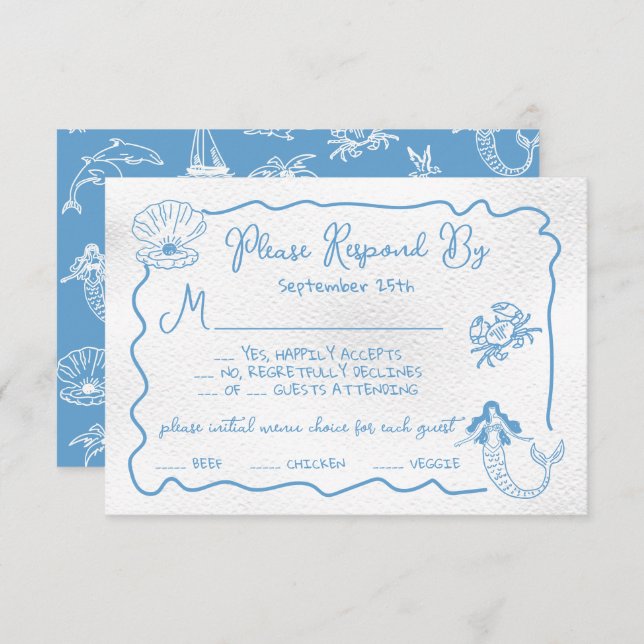 Invitation Mariage topique à la main RSVP (Devant / Derrière)