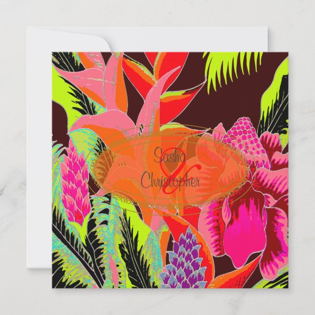 Invitation Mariage Torch Ginger et heliconia/Luau (Devant)