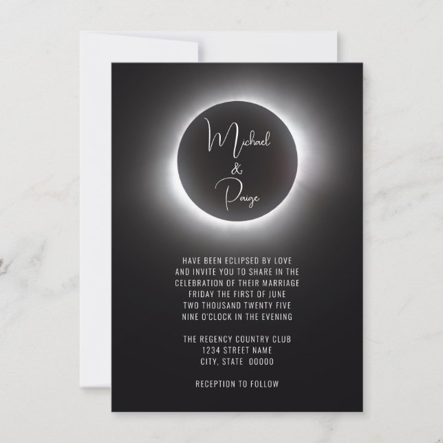 Invitation Mariage total d'éclipse solaire (Devant)