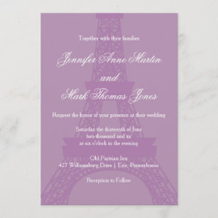 Invitation Mariage Tour Eiffel de Paris Lavande et violet