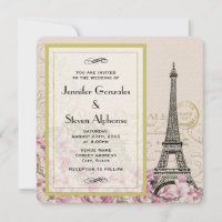 Mariage Tour Eiffel Vintage avec Fleurs Sauvages R